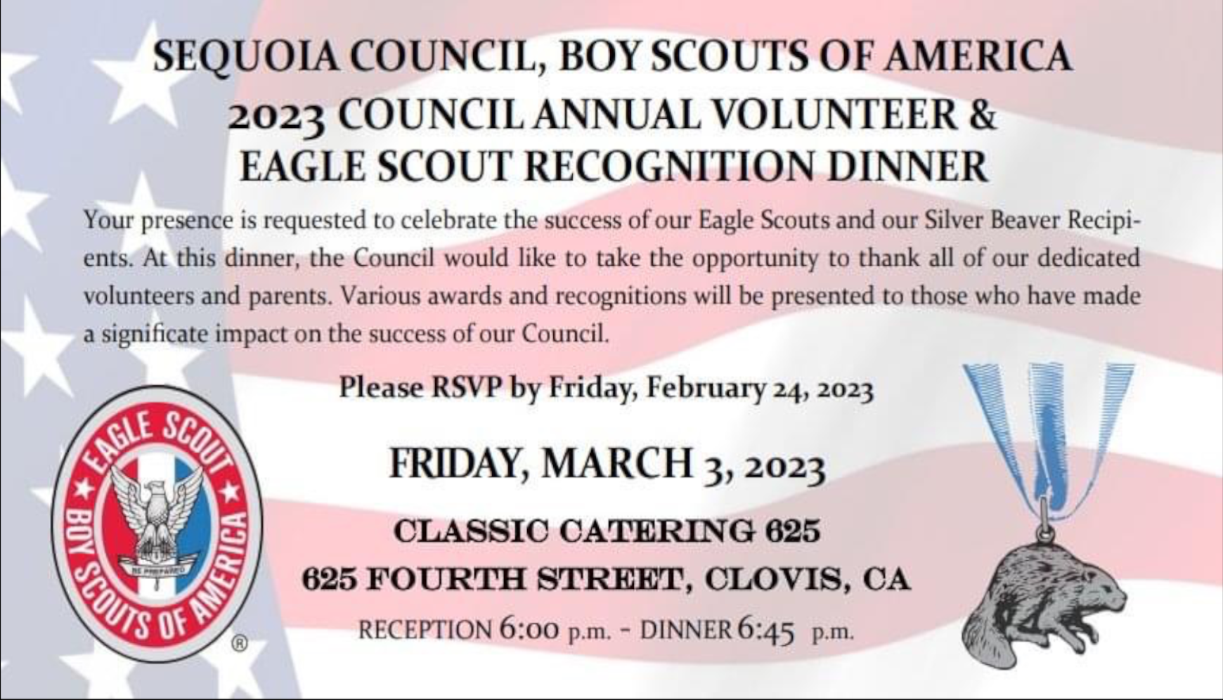 Recognition dinner Sequoia Council Boy Scouts of America